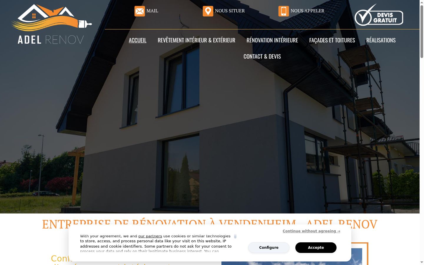 Screenshot del banner di consenso mostrato prima di qualsiasi interazione
