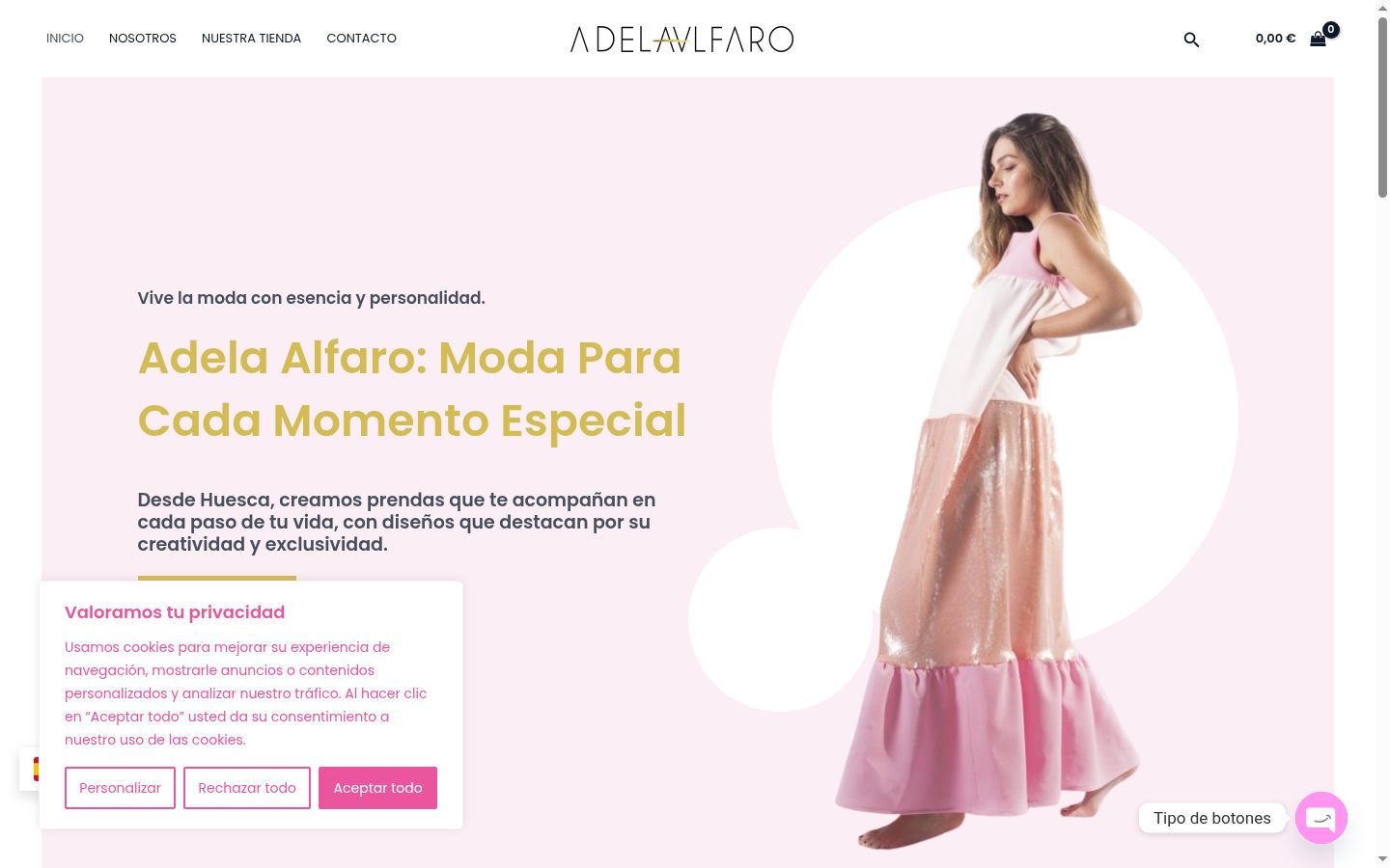 Captura de ecrã do banner de consentimento apresentado antes de qualquer interação