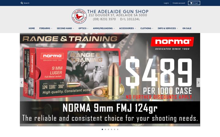 Screenshot of adelaidegunshop.com.au