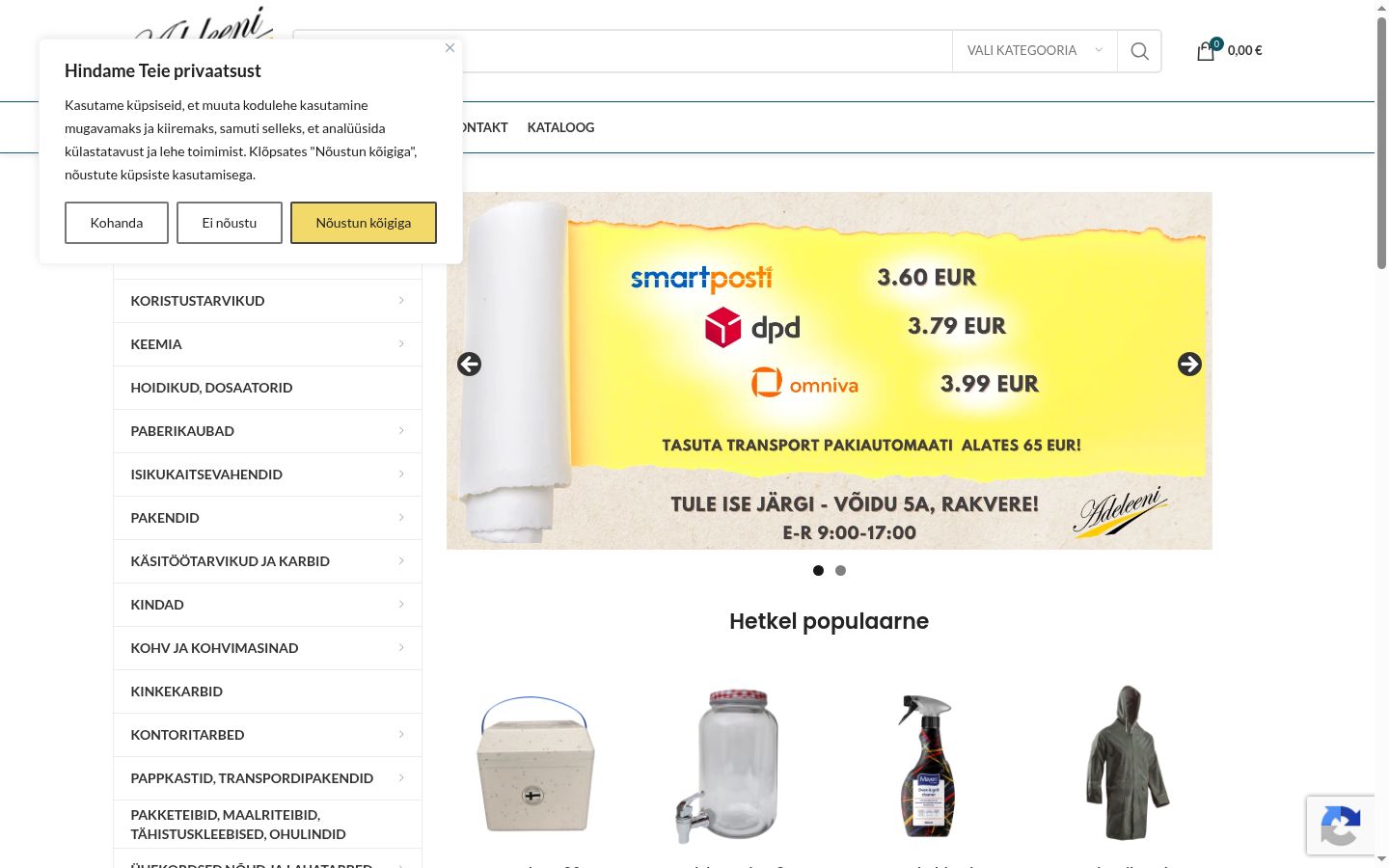Snimka zaslona bannera za privolu prikazanog prije bilo kakve interakcije