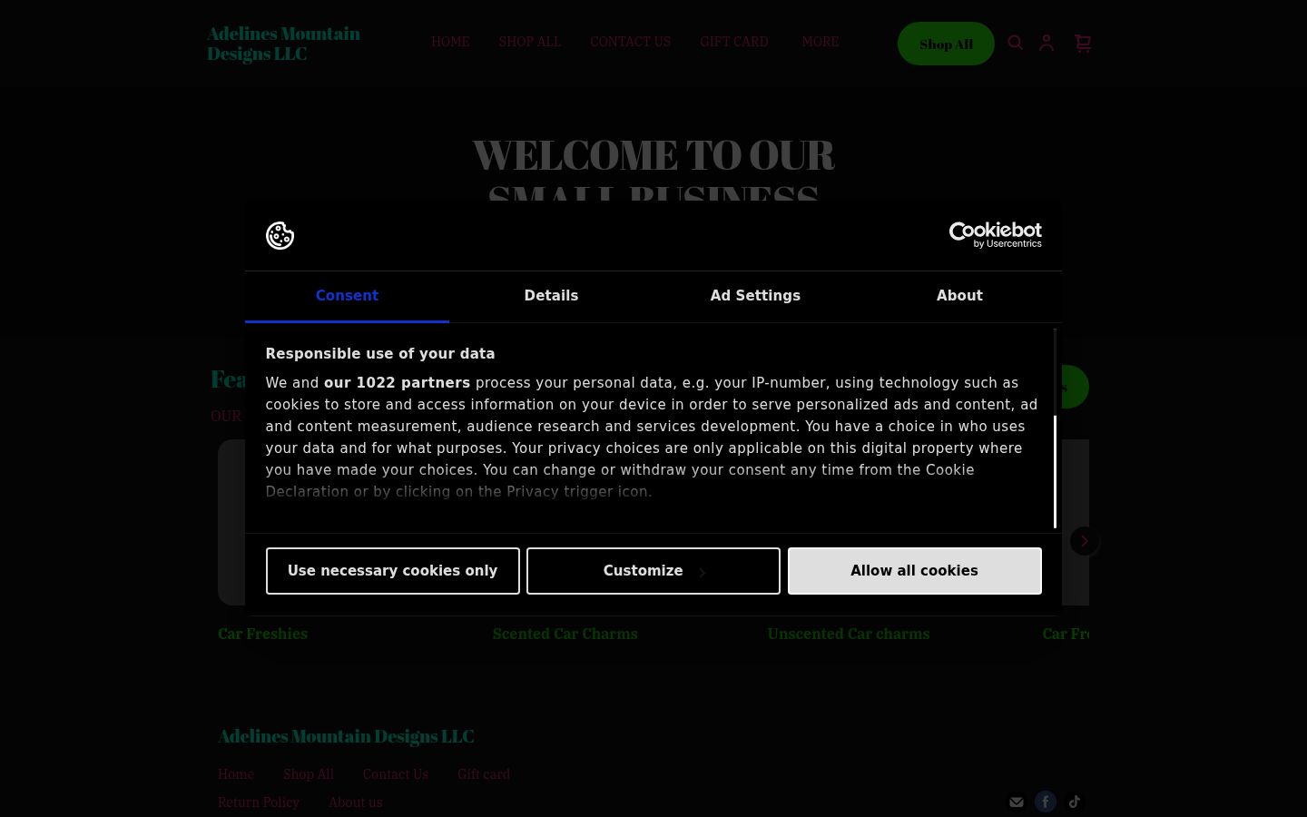 Capture d'écran de la bannière de consentement affichée avant toute interaction