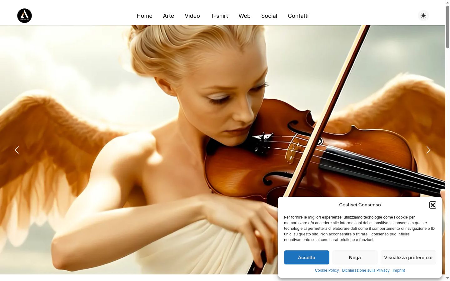 Screenshot del banner di consenso mostrato prima di qualsiasi interazione