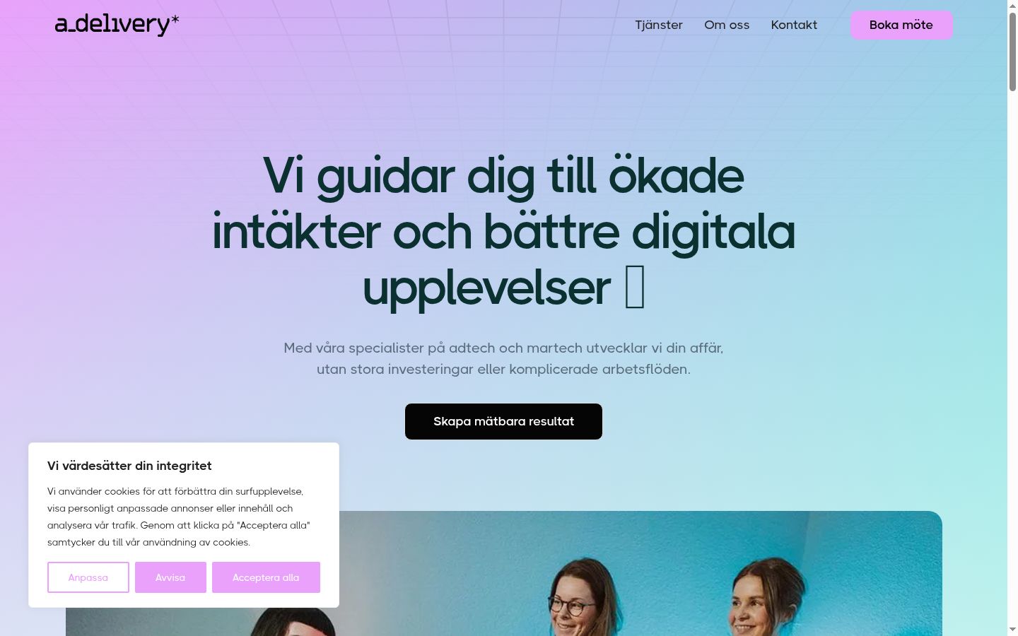 Skærmbillede af samtykkebanneret, som det blev vist før nogen interaktion