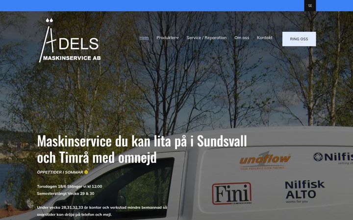 Zrzut ekranu adelsmaskinservice.se
