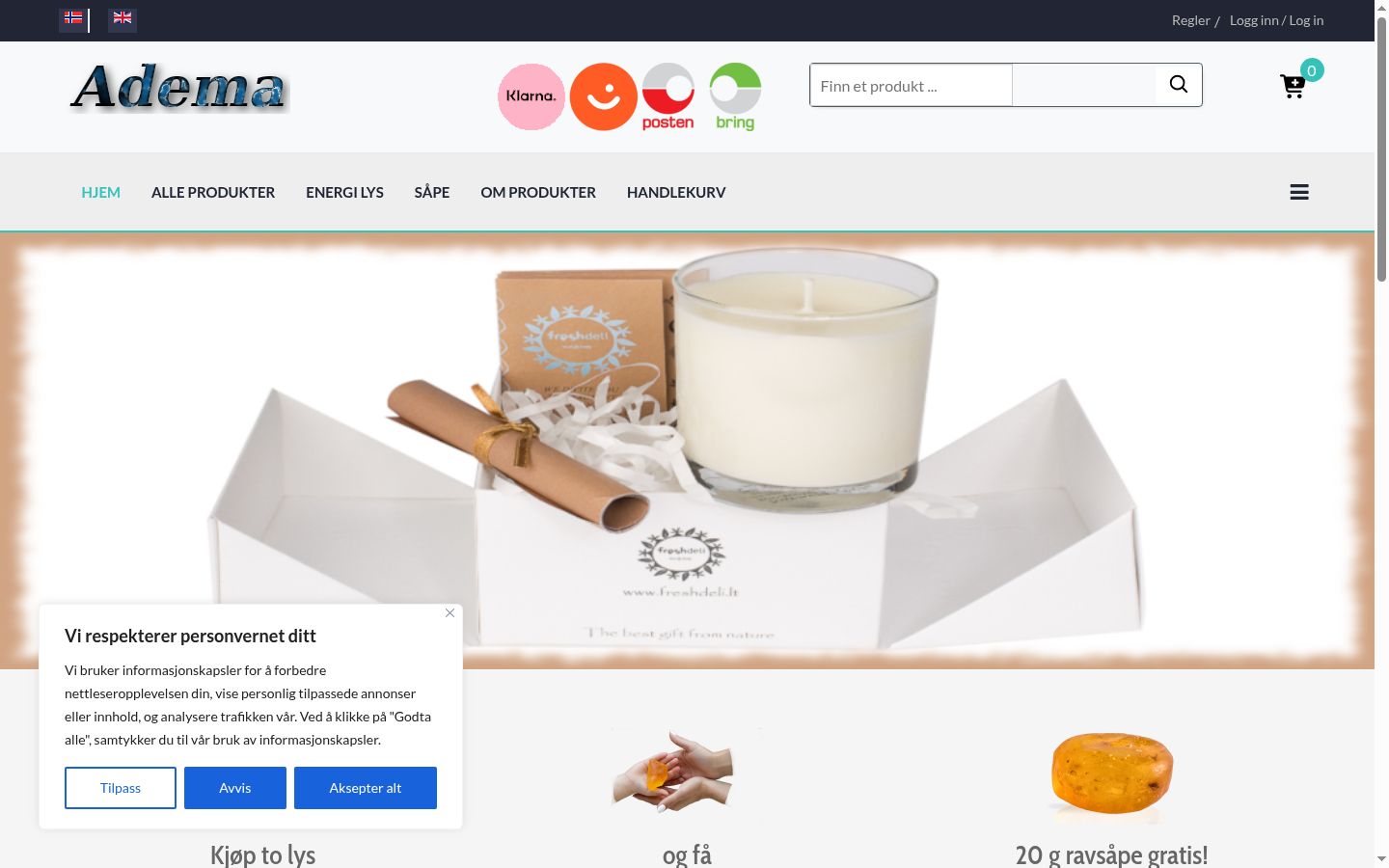 Screenshot del banner di consenso mostrato prima di qualsiasi interazione