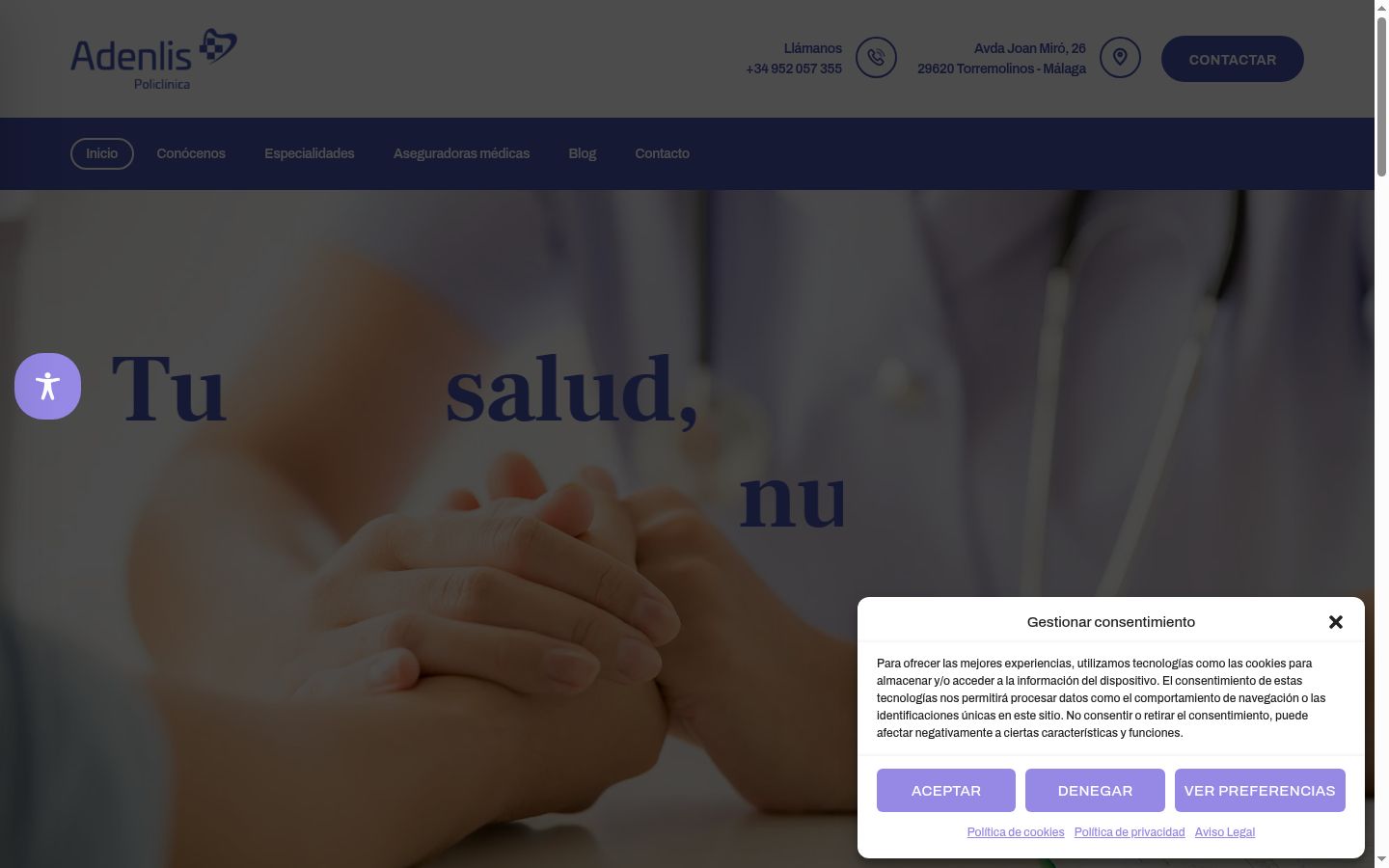 Screenshot del banner di consenso mostrato prima di qualsiasi interazione