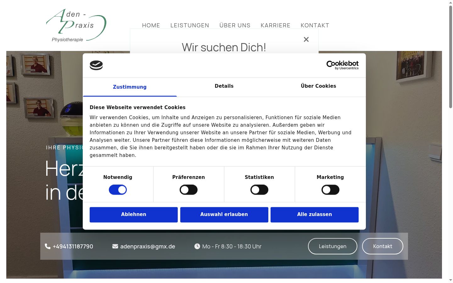 Screenshot tal-banner tal-kunsens muri qabel kwalunkwe interazzjoni