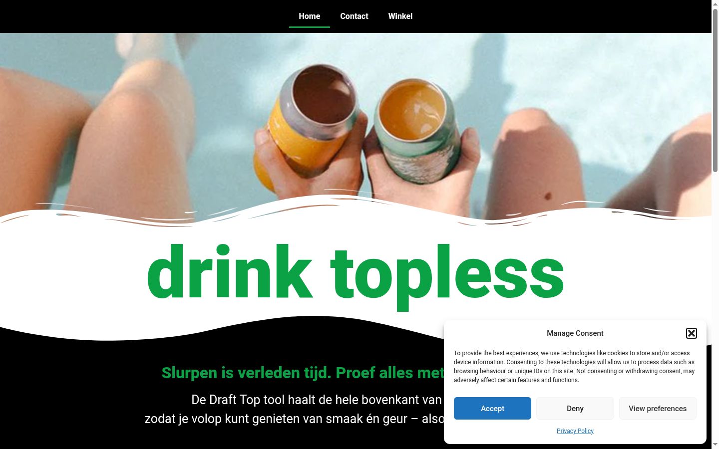 Screenshot of the consent banner shown before any interaction