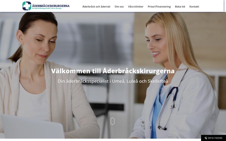 Screenshot of aderbrackskirurgerna.se