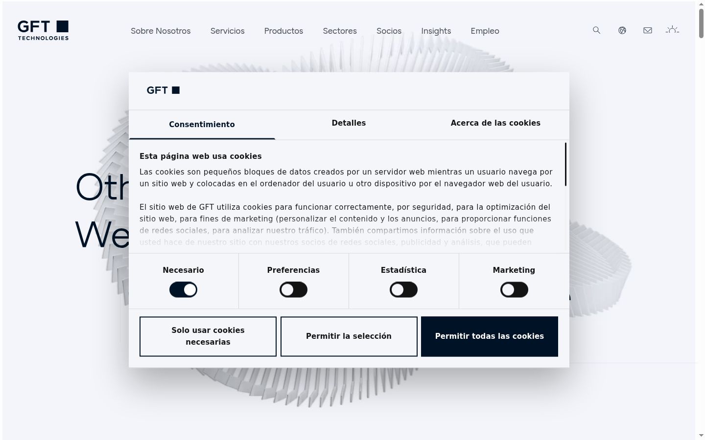 Screenshot del banner di consenso mostrato prima di qualsiasi interazione