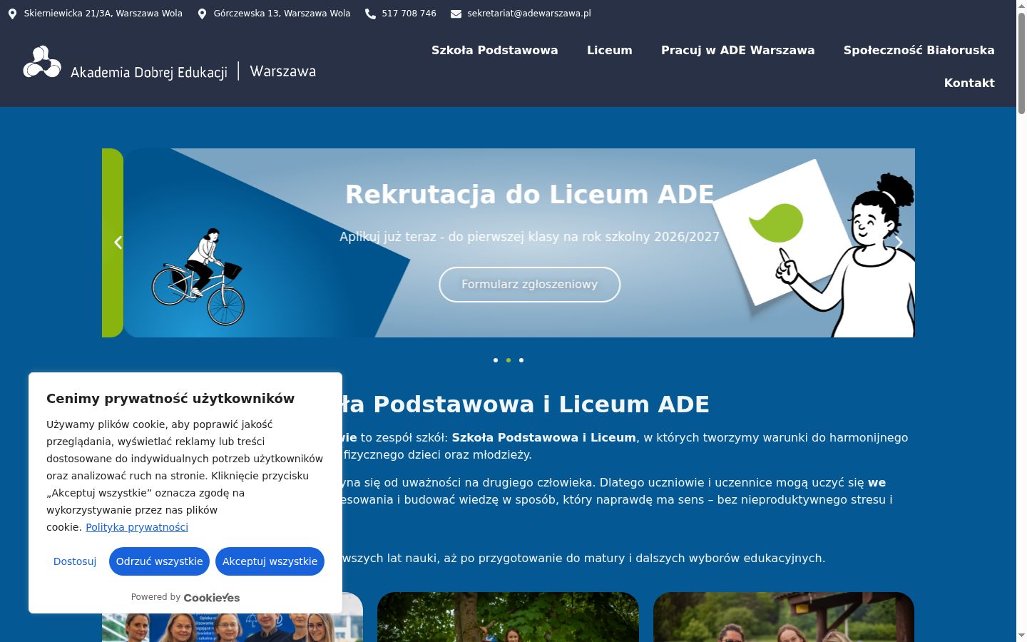 Snimka zaslona bannera za privolu prikazanog prije bilo kakve interakcije