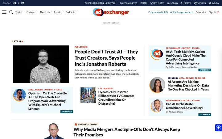 Captură de ecran a adexchanger.com