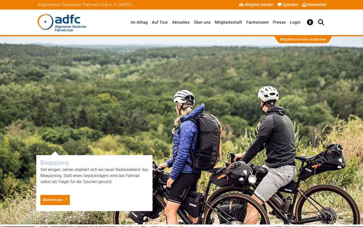 Captură de ecran a adfc.de