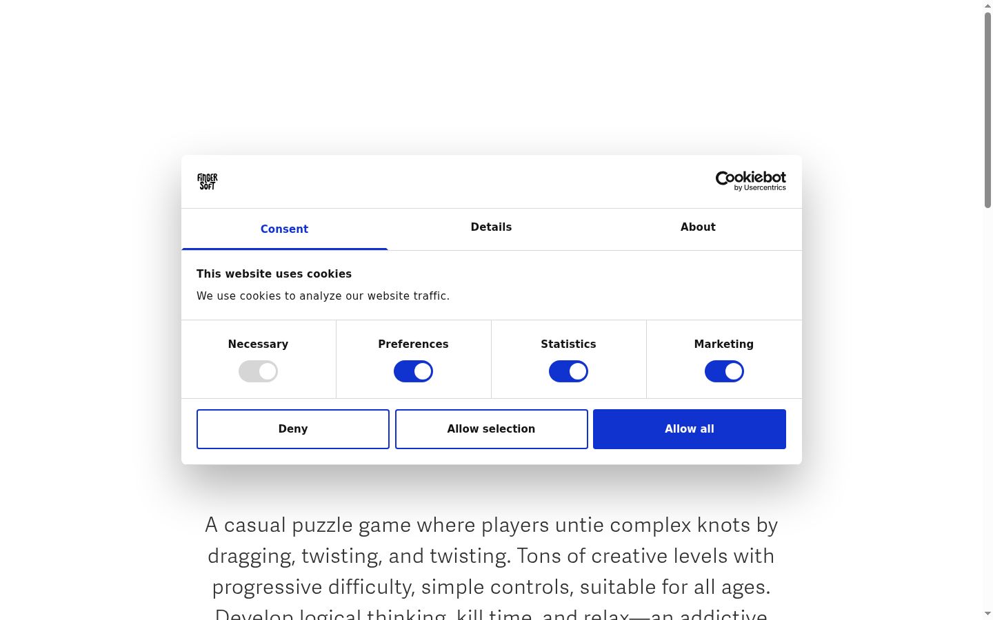 Screenshot of the consent banner shown before any interaction