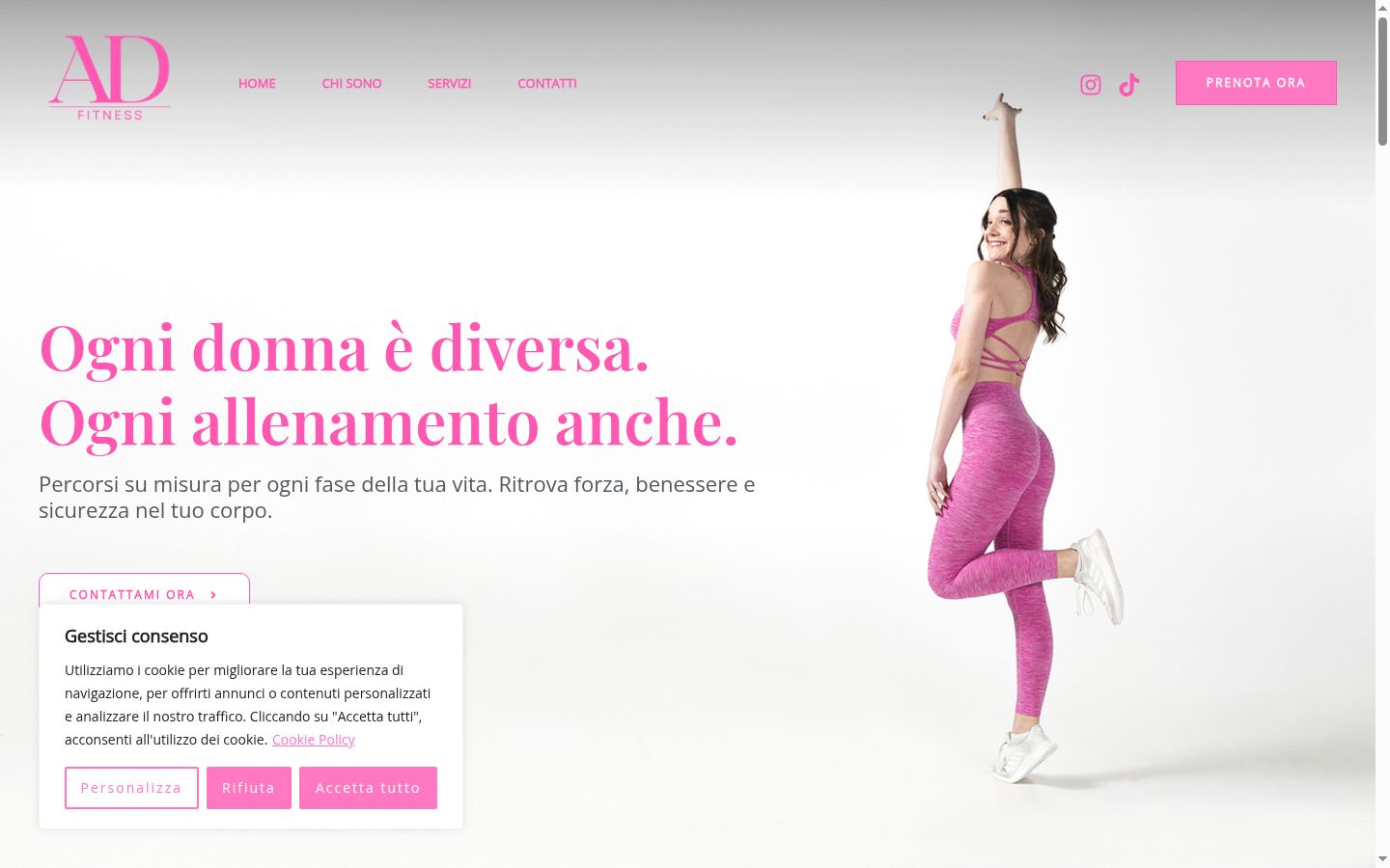 Screenshot del banner di consenso mostrato prima di qualsiasi interazione