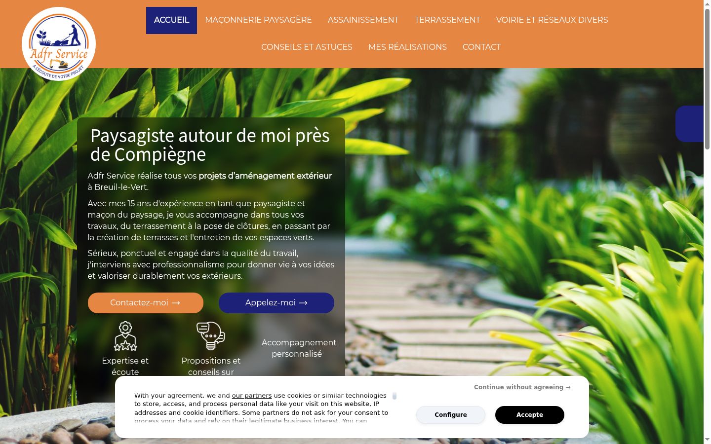 Capture d'écran de la bannière de consentement affichée avant toute interaction