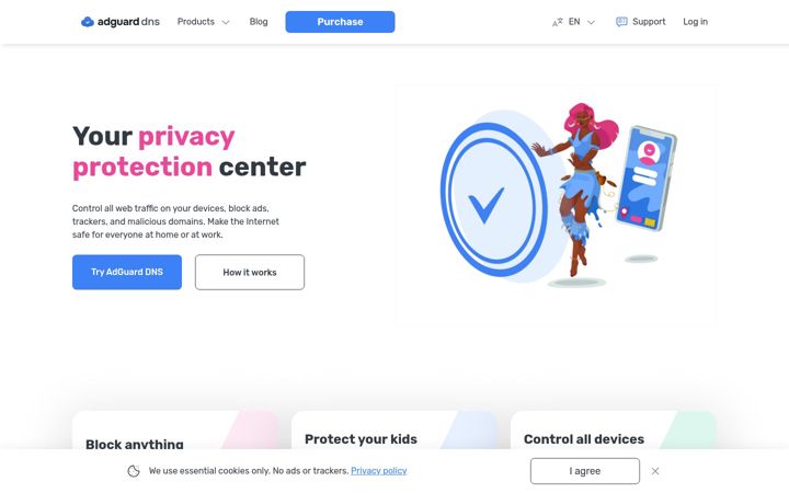 Snímek obrazovky adguard-dns.com