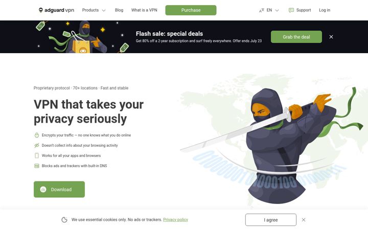 Captura de ecrã de adguard-vpn.com