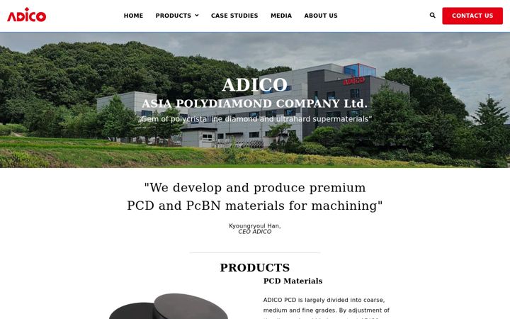 Screenshot of adico-polydiamond.com