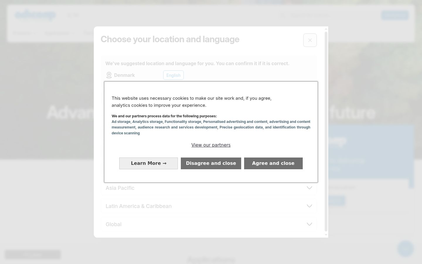 Screenshot of the consent banner shown before any interaction