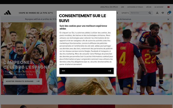 Screenshot of adidas.co.ma