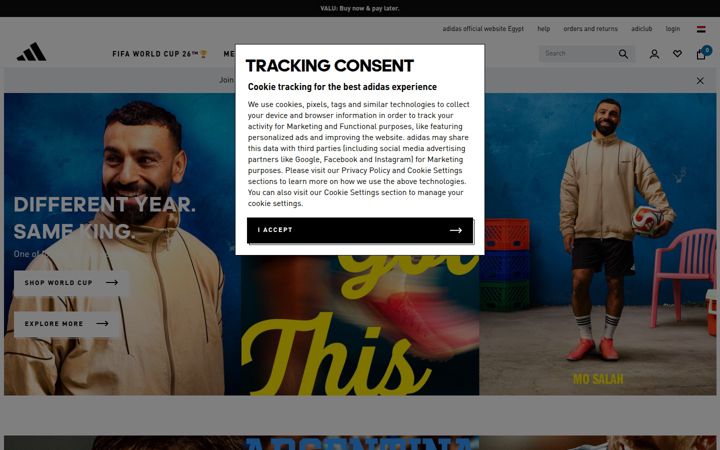 Screenshot of adidas.com.eg