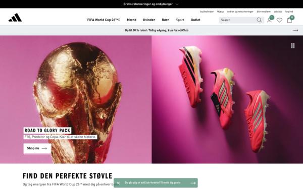 Screenshot of adidas.com