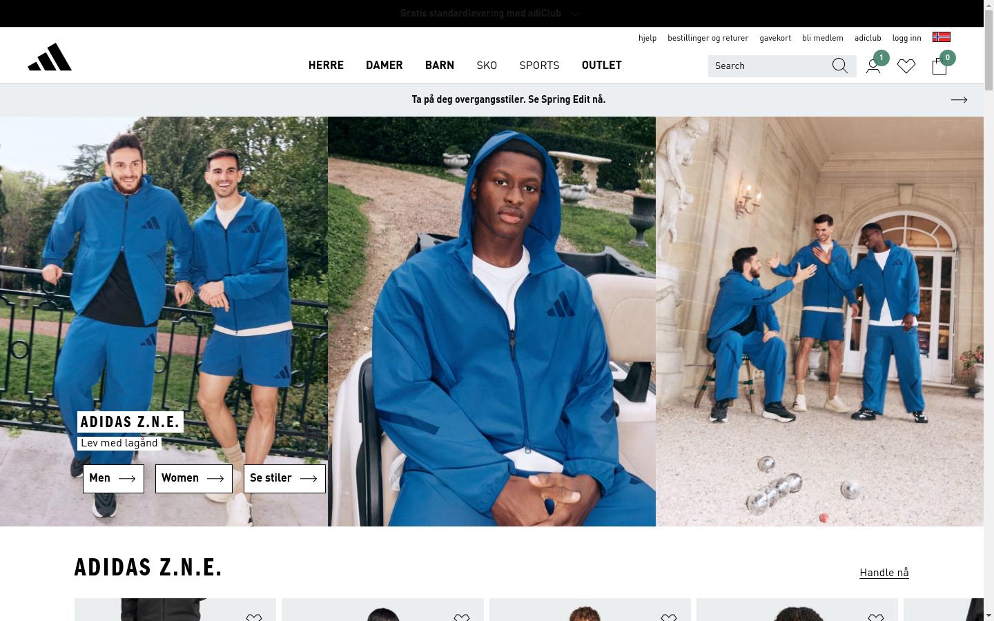 Screenshot of adidas.no
