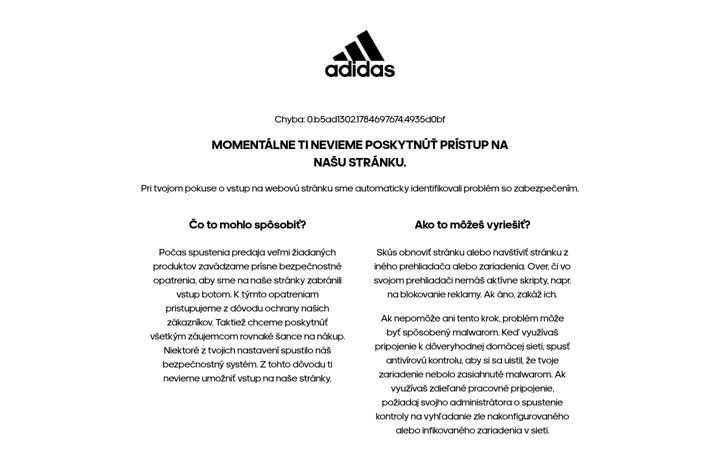 Ekrānuzņēmums no adidas.sk