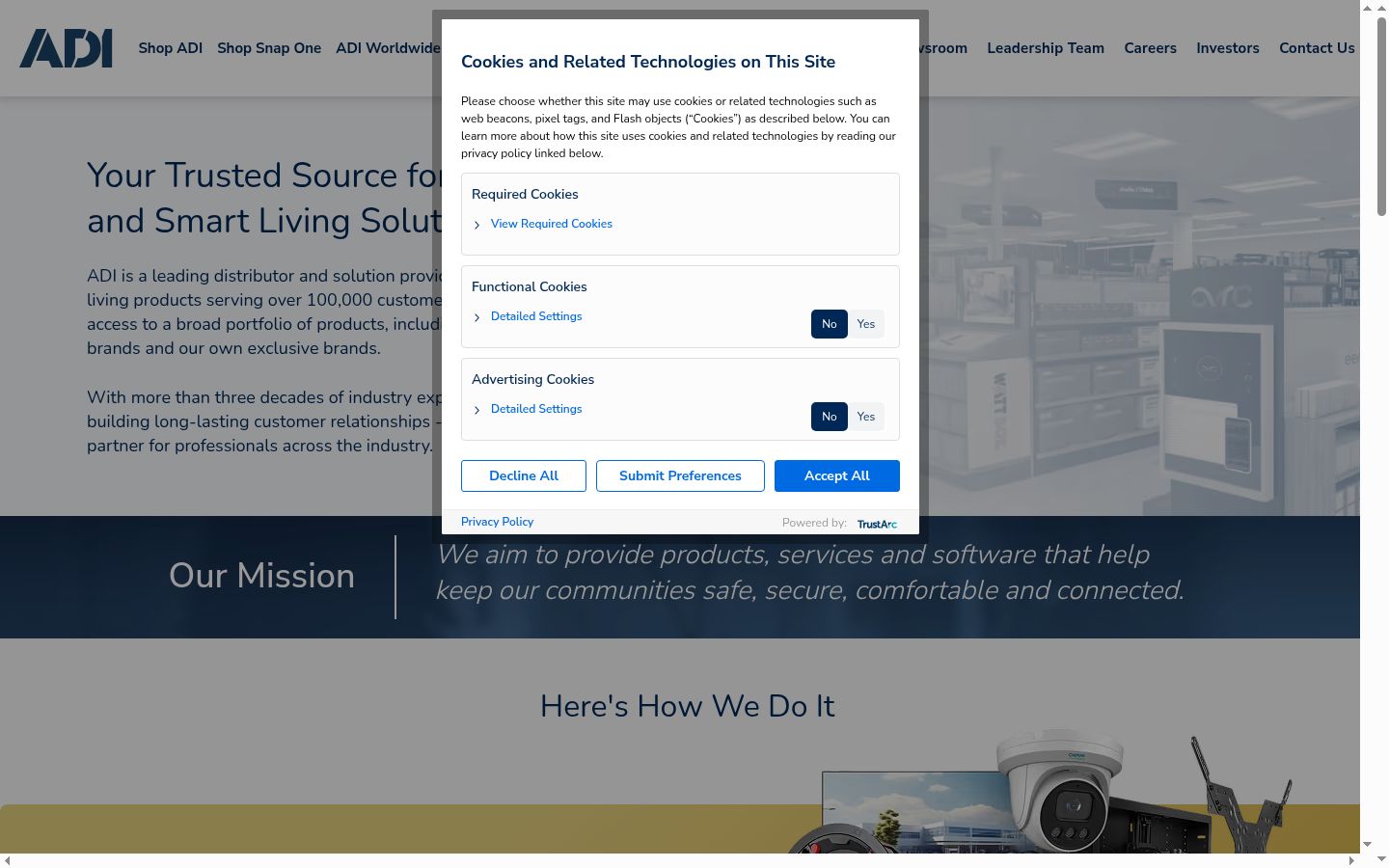 Screenshot of the consent banner shown before any interaction