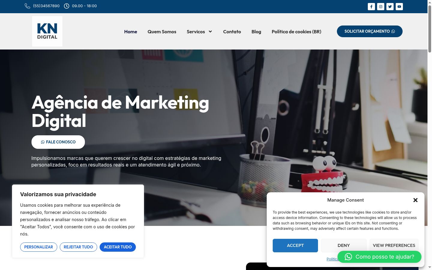 Screenshot del banner di consenso mostrato prima di qualsiasi interazione