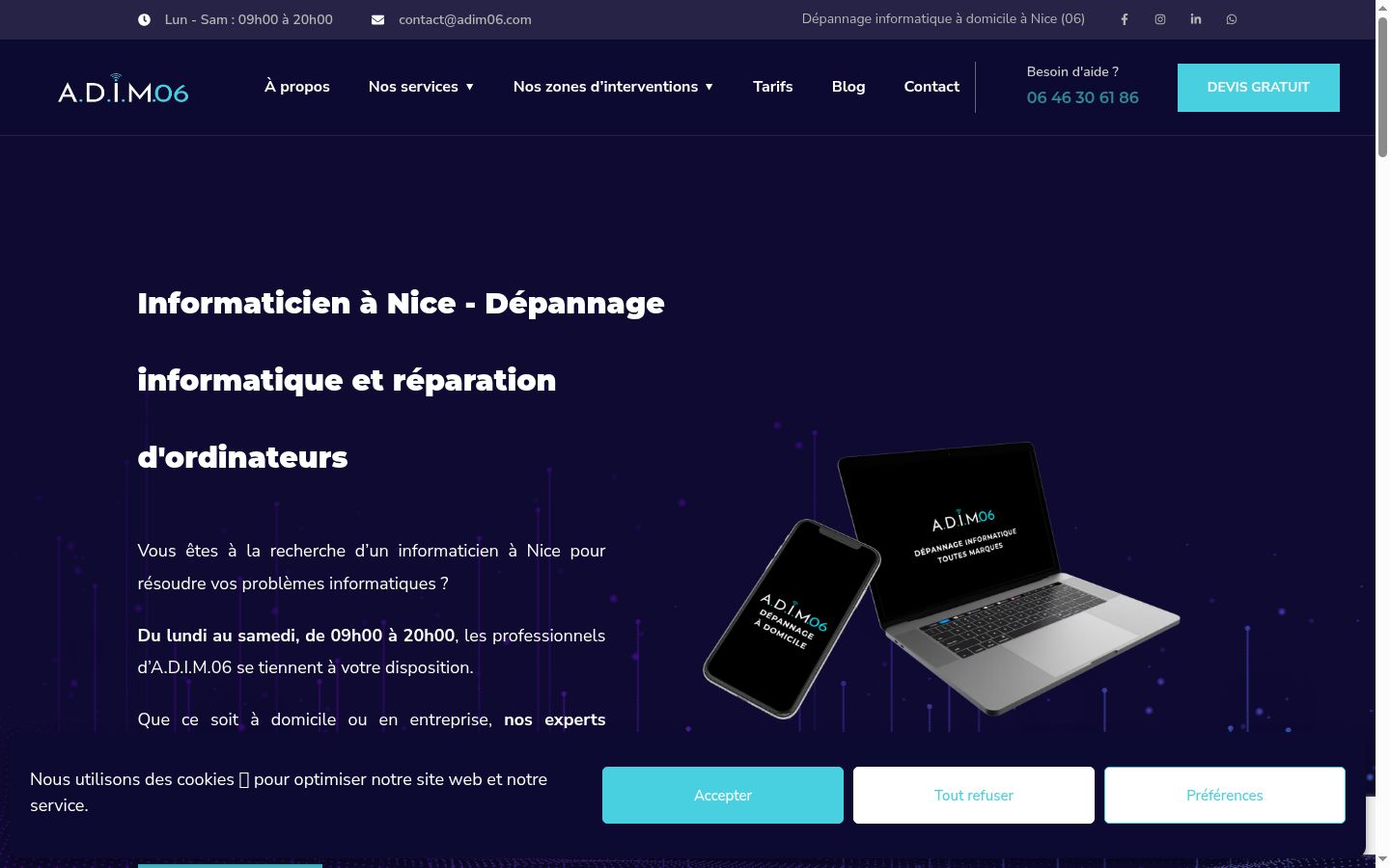 Screenshot del banner di consenso mostrato prima di qualsiasi interazione