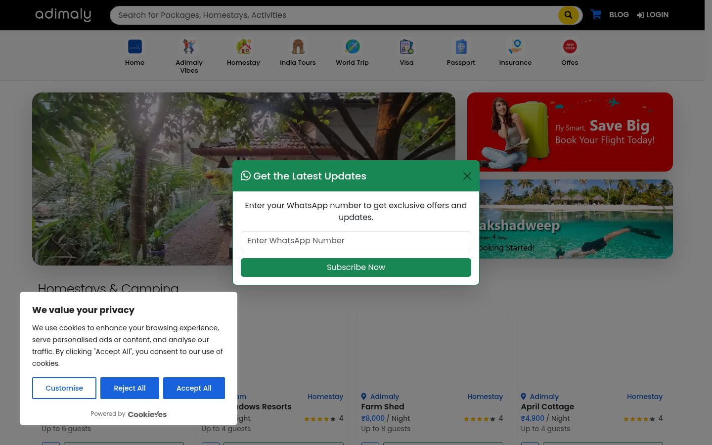 Screenshot del banner di consenso mostrato prima di qualsiasi interazione