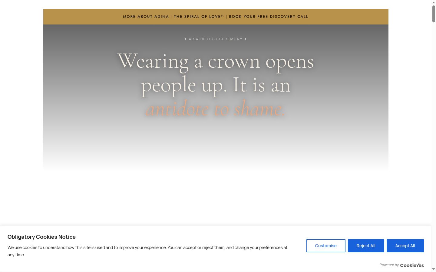 Screenshot del banner di consenso mostrato prima di qualsiasi interazione