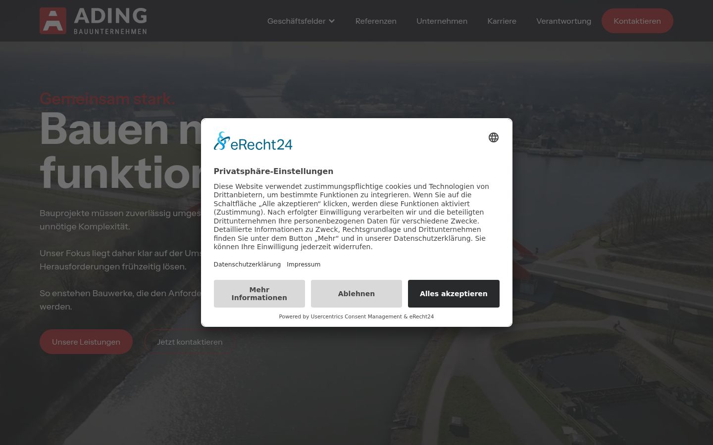 Screenshot of the consent banner shown before any interaction