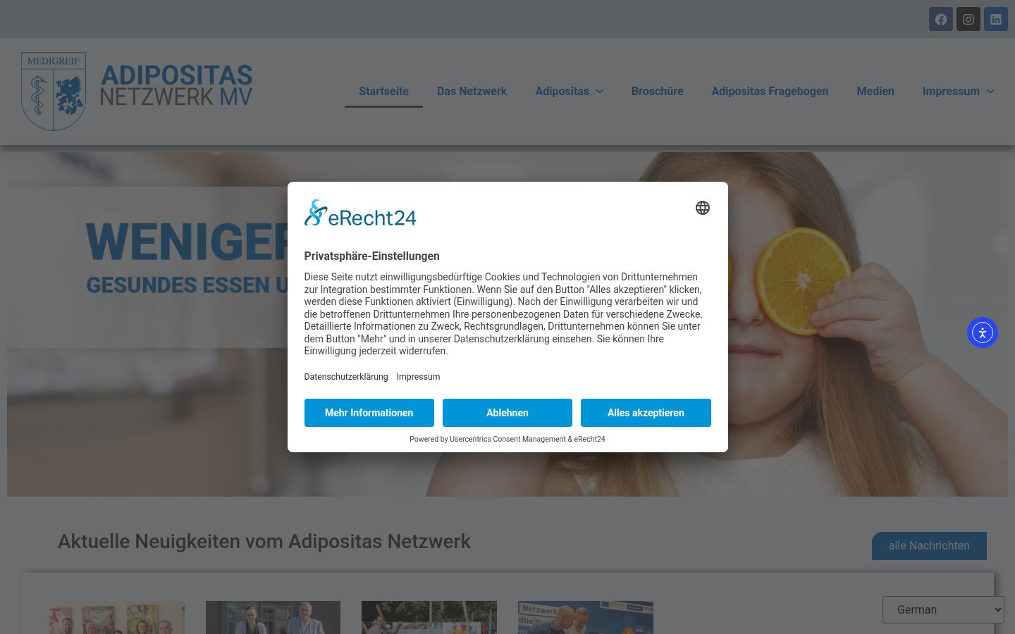 Screenshot of the consent banner shown before any interaction