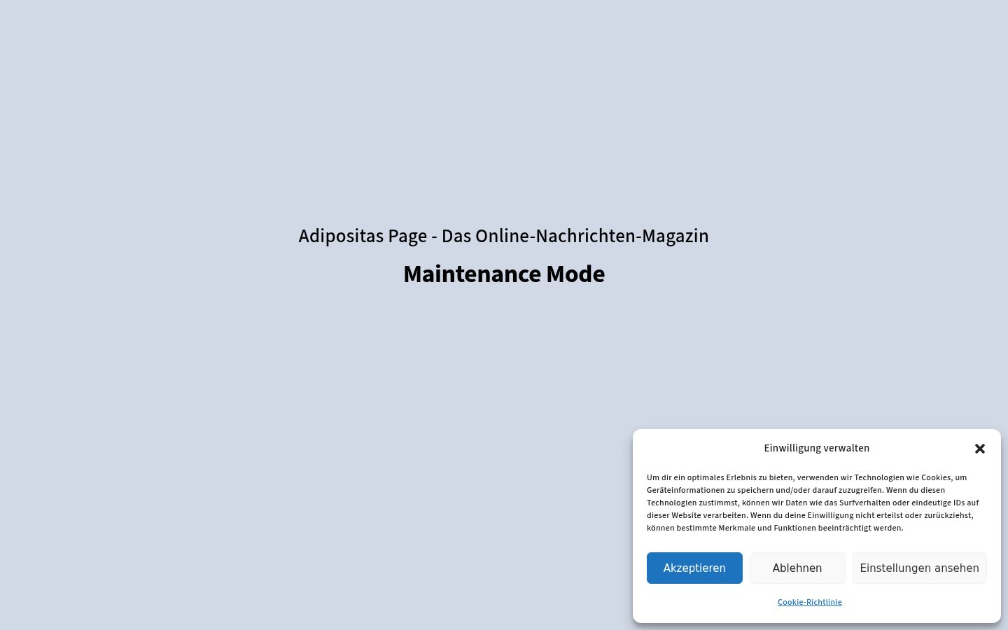 Screenshot des Einwilligungsbanners vor jeglicher Interaktion