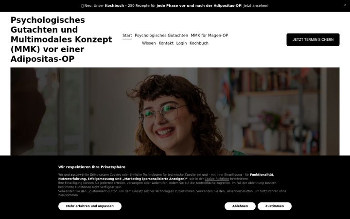 Skjermbilde av adipositasgutachten.de