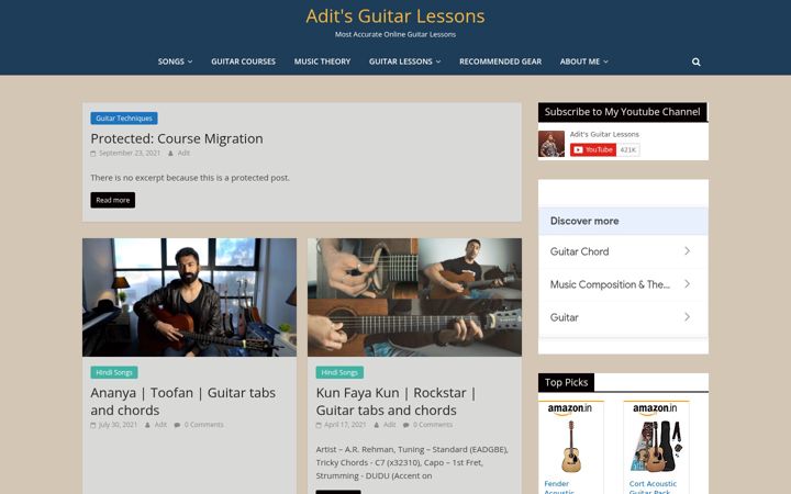 Screenshot of aditsguitarlessons.com