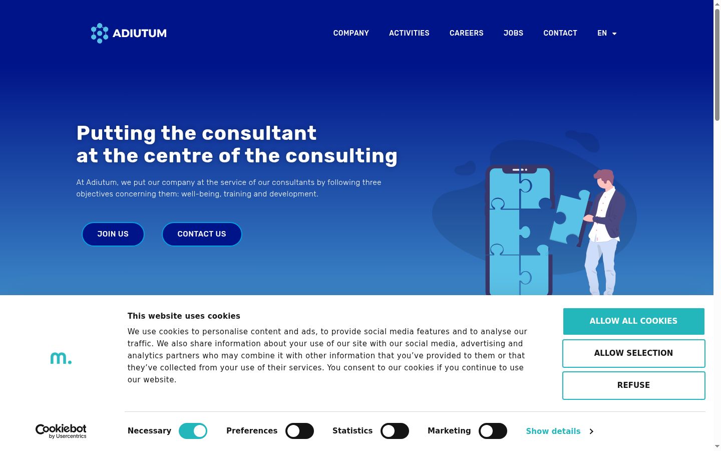 Screenshot of the consent banner shown before any interaction
