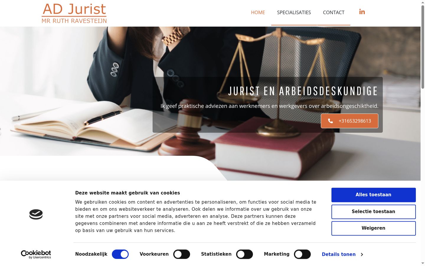 Screenshot of the consent banner shown before any interaction