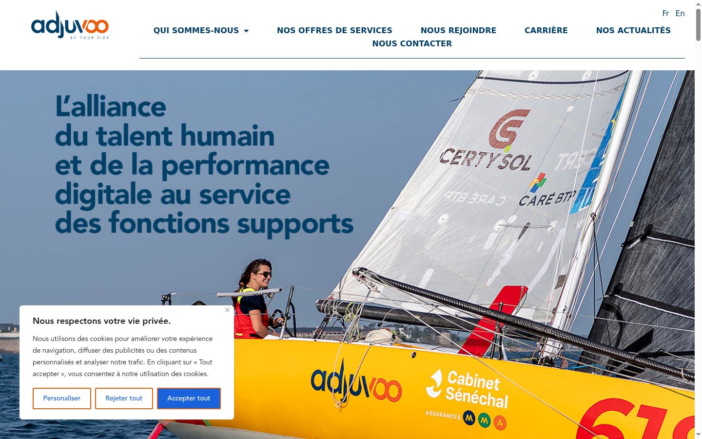 Captura de ecrã do banner de consentimento apresentado antes de qualquer interação