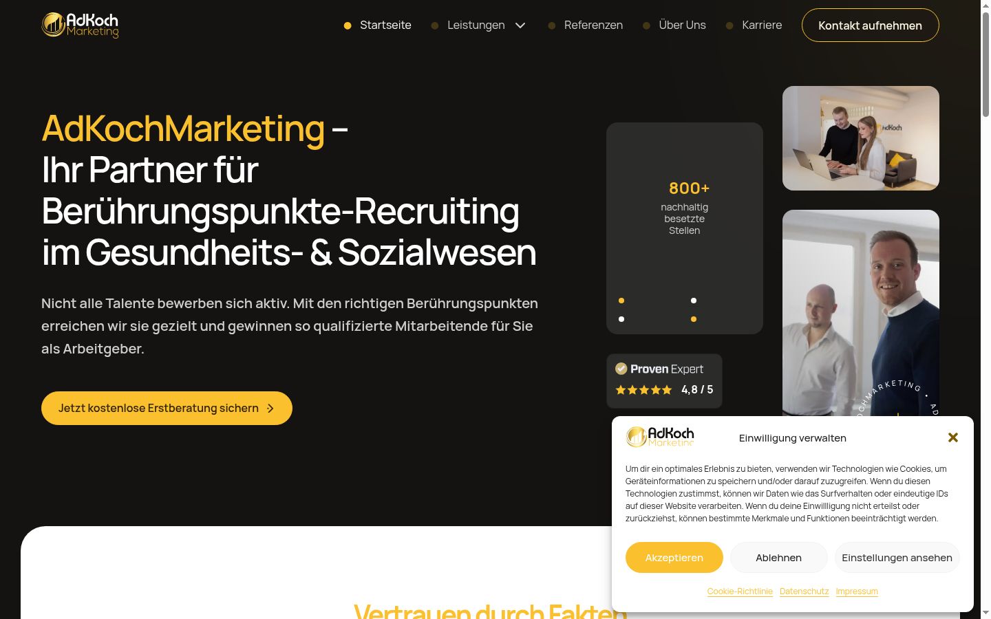 Screenshot van de toestemmingsbanner zoals getoond vóór enige interactie