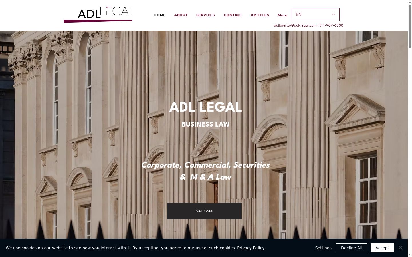 Screenshot del banner di consenso mostrato prima di qualsiasi interazione