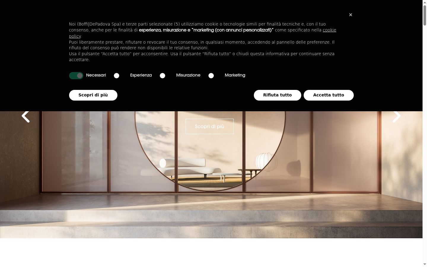 Screenshot del banner di consenso mostrato prima di qualsiasi interazione