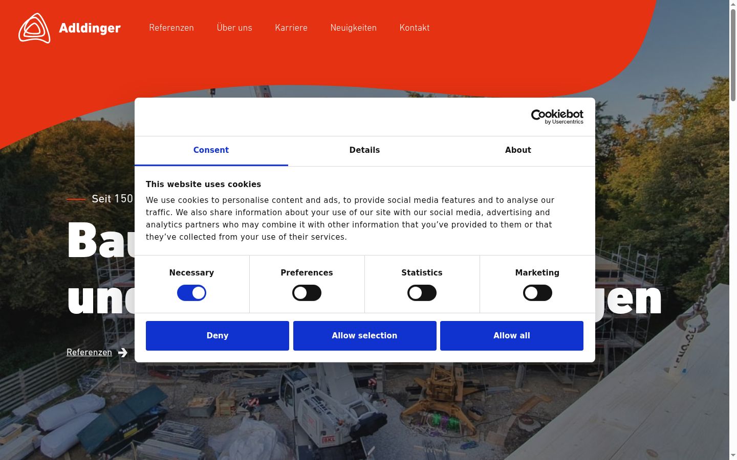Screenshot of the consent banner shown before any interaction
