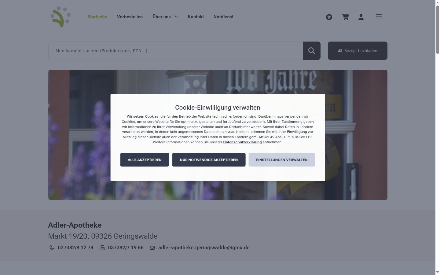 Screenshot of the consent banner shown before any interaction