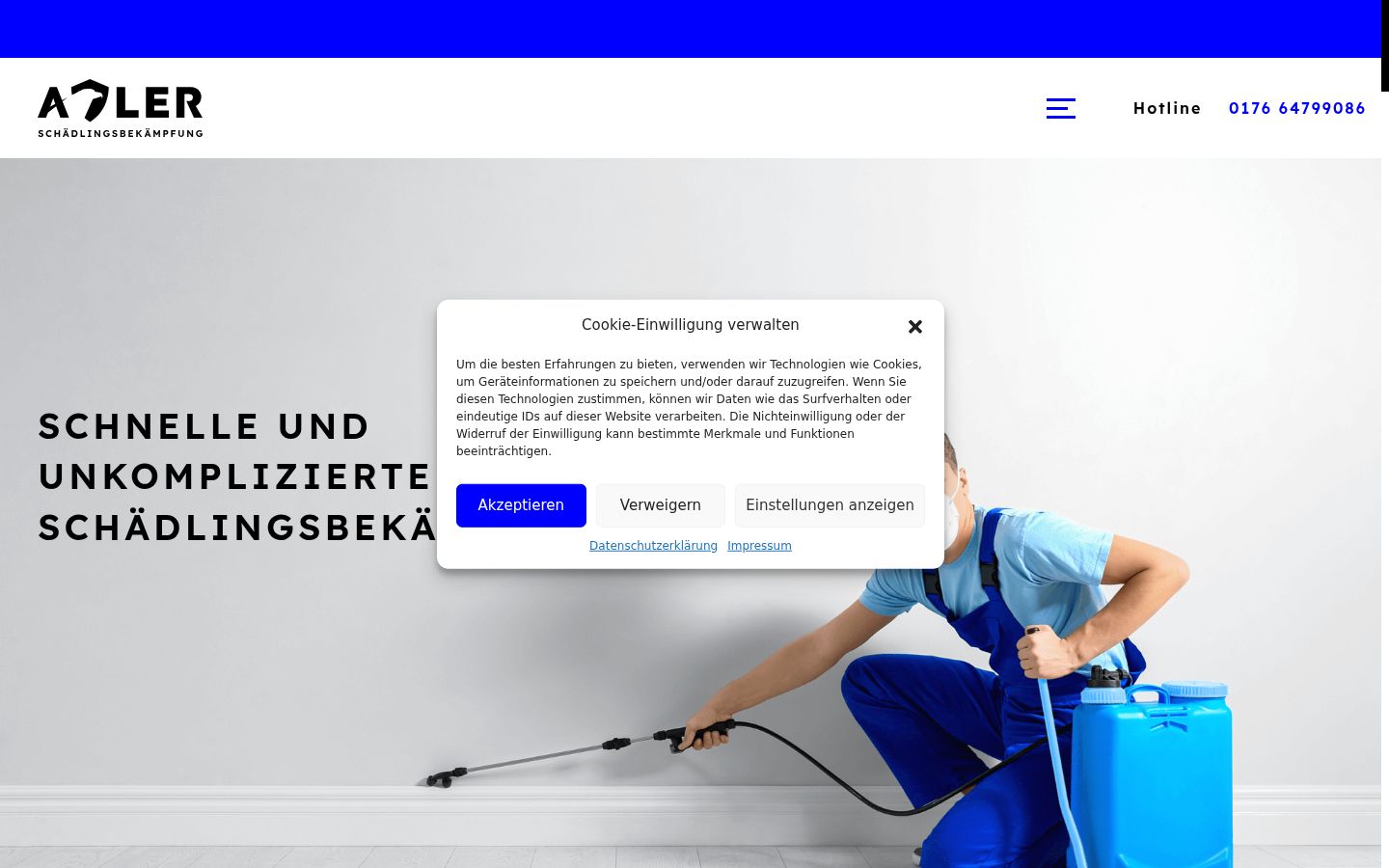 Screenshot del banner di consenso mostrato prima di qualsiasi interazione