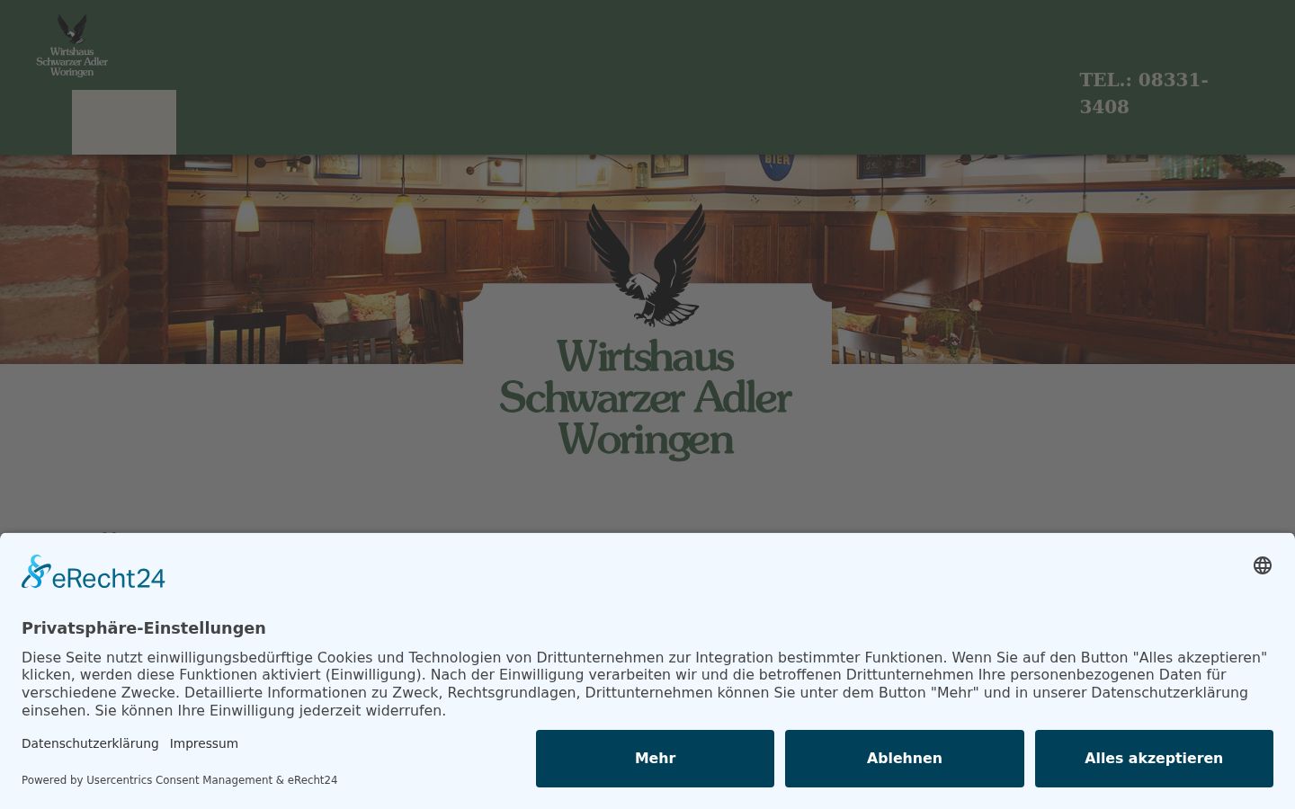 Screenshot des Einwilligungsbanners vor jeglicher Interaktion