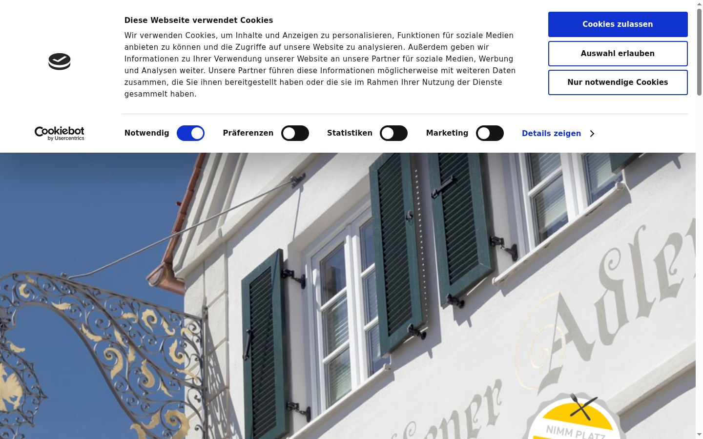 Posnetek zaslona pasice za privolitev, prikazane pred kakršno koli interakcijo